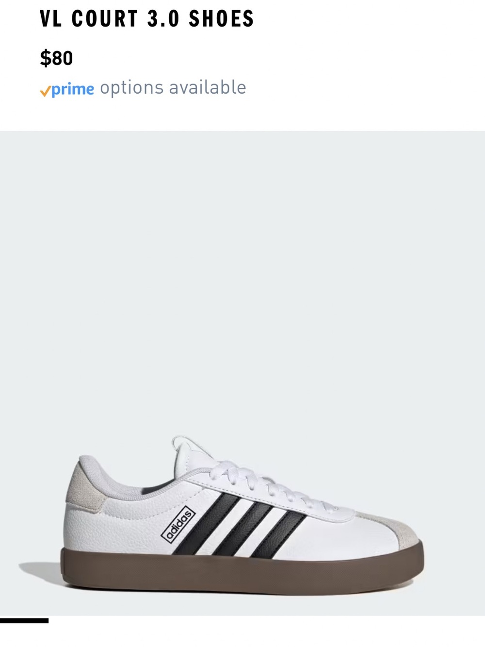 Adidas VL Court 3.0 Lifestyle Sneakers Womens Size 8.5M Good! Wh/Blk/Grey